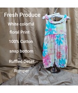 Fresh Produce white floral 100% cotton snap bottom romper size 18 mos. - £11.01 GBP