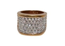 RSC Gold Plated Cubic Zirconia CZ Pave Clear Crystals Ring Size 6.5 - £27.35 GBP