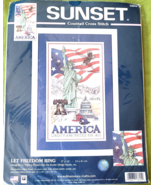 Sunset Counted Cross Stitch Kit LET FREEDOM RING Monuments 9&quot; x 16&quot; Seal... - $14.84