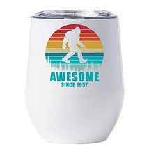 Bigfoot Awesome Since 1957 Wine Tumbler 12oz With Lid Gift 65th Happy Birthday C - £18.16 GBP
