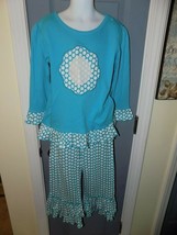 Boutique Switch A Roo Blue &amp; White Polka Dot Ruffle Outfit Size 6X Girl&#39;s NWOT - £17.50 GBP