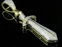 2.5Ct Round Cut Diamond 14k Yellow Gold Over Unique Templar Sword Charm Pendant - £114.33 GBP