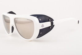Moncler ML0089 21C White Leather / Silver Mirror Sunglasses ML 89 21C 57mm - $175.42