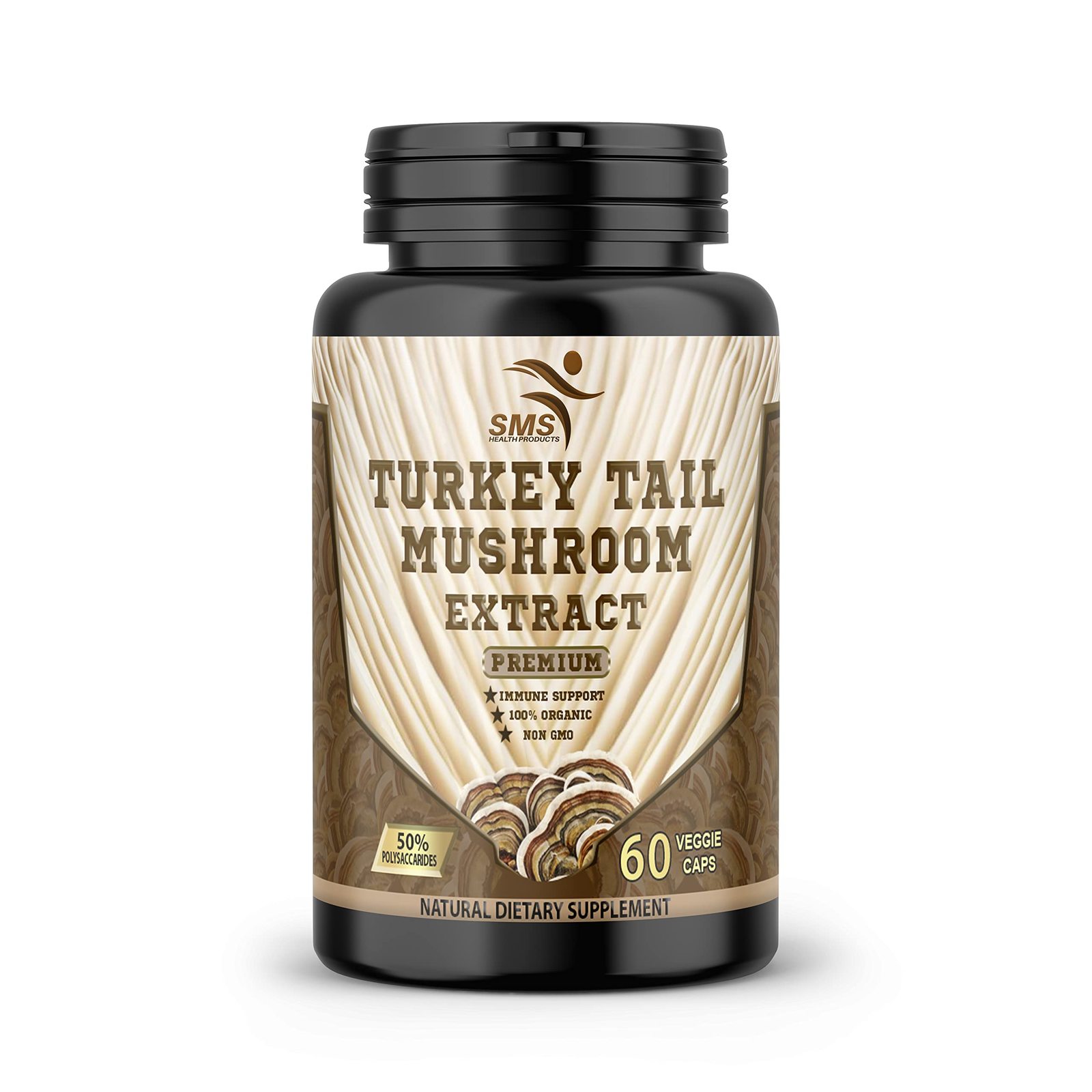 Turkey Tail Pills Mushroom Supplement (Trametes Versicolor) by SMS (60 V... - $14.85