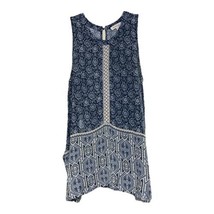 Monteau Womens Blue White Floral Rayon Sleeveless Top Size Small - £7.81 GBP