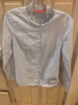 ELLE WOMENS LIGHT GRAY TOP with COLLAR STONES - LONGSLEEVE - SIZE 12 - F... - $23.79