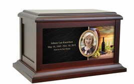 Large/Adult 200 Cubic Inch Napa Valley Life Wood Photo Cremation Urn for Ashes - £168.37 GBP