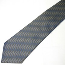 Kenneth Cole New York Silver Gray Blue Striped Chevrons Silk Tie Handmad... - £17.54 GBP