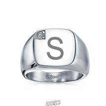 Signet Ring with CZ Accent Item Letter C Size 12 - £37.84 GBP