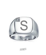 Signet Ring with CZ Accent Item Letter C Size 12 - $64.95 CAD