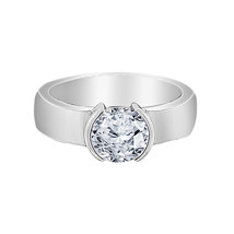 Estilo Clásico 1 Quilate Imitación Medio Diamante Bisel Hombres Anillo P... - $383.98