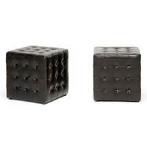 Henry Dark Brown Modern Cube Ottoman (Set of 2) - $2,609.17 MXN