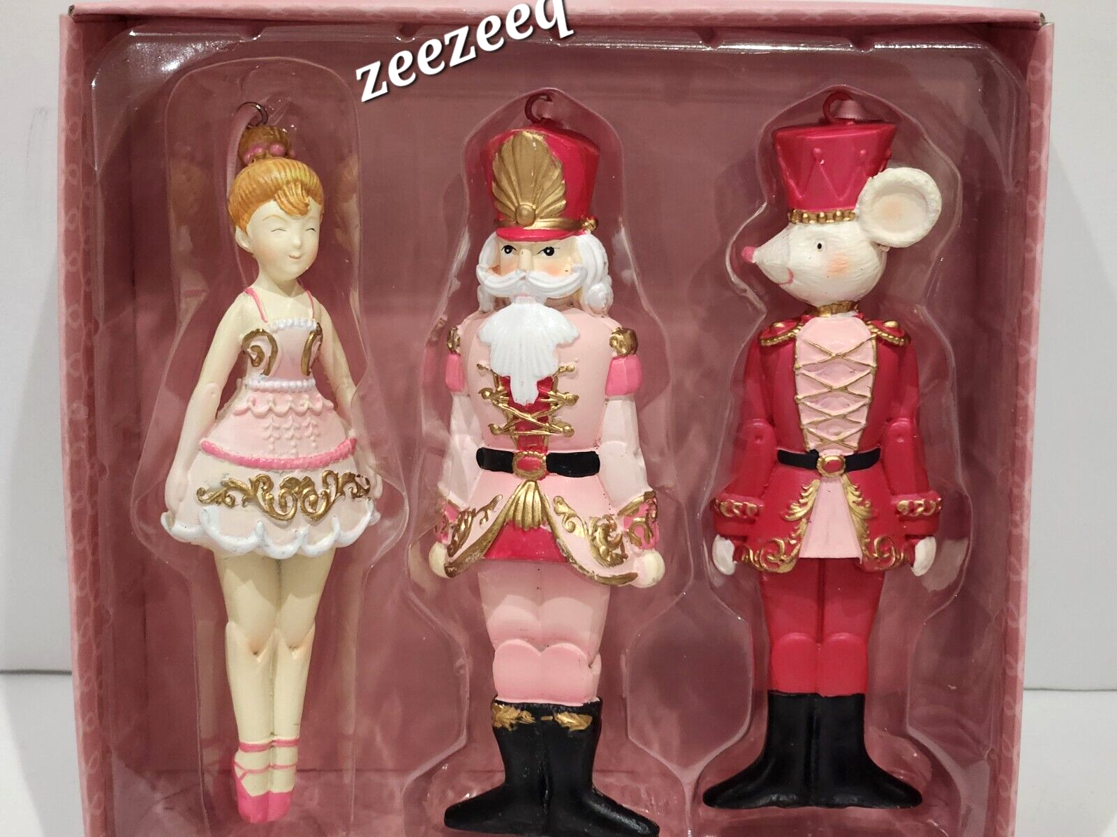 CUPCAKES & CASHMERE The Nutcracker Ballet Ornaments Set Of 3 NIB Pink Christmas