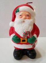 Santa Christmas Candle with Candy Cane 6&quot; Tall Holiday Decor Unlit  - £11.18 GBP