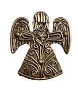 Signed Marcie Pewter Angel with Heart Pin Brooch - £19.72 GBP