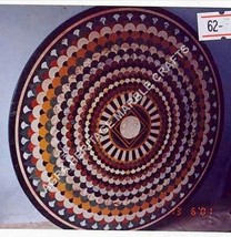 30&quot; Black Marble Round Coffee Custom Table Top Mosaic Inlay Kitchen Decor H5015 - £675.93 GBP