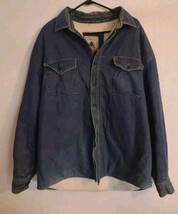 Vtg NW Terr. Shacket Mens 2XL Barn Chore Jacket Blu Jean Fleece Lined 90... - $555.93 MXN