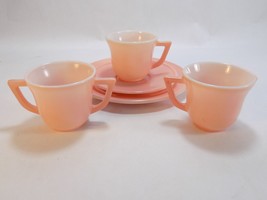 Vintage Hazel Atlas Milk Glass Little Hostess Tea Set Pastel Pink Adorable! - £23.73 GBP