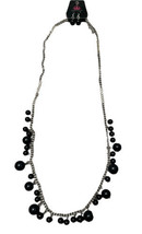 Paparazzi Room at the Top Necklace &amp; Earrings Set Silver Tone W/ Black Beads NWT - £10.34 GBP