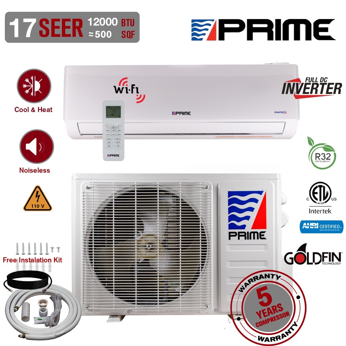 Mini Split Inverter 12000 BTU 115V – Heat Pump, WiFi, Silent Mode, 17 SEER2 Item image 9