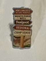 Arizona Travel Destination Signpost Pinback - Montezuma Castle Sedona - $12.74