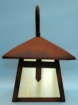 Arts &amp; Crafts/Mission Slag Glass Outdoor Porch Lantern/Light Fixture Pat... - $1,485.23 MXN