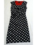 RONNI NICOLE BLACK WHITE POLKA DOT RED LINING SLEEVELESS KNEE LENGTH DRE... - £9.73 GBP