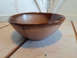 VTG Frankoma Pottery 5.5&quot; Soup Serving Bowl 5X Brown Two-Tone Satin Plainsman  - £7.77 GBP