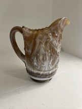 Imperial End O&#39; Day Slag Glass Brown Swirl Windmill Pitcher StickerVinta... - $47.41