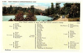 c1930s Linen Postcard Busy Persons Correspondence Card Car On Dirt Road - £9.64 GBP