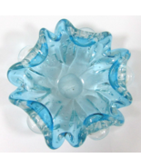 Vintage Murano Blue and Clear Bullicante Bubble Glass Ruffled Bowl - £77.44 GBP
