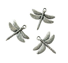 50 Antiqued Tibetan Silver 18mm Dragonfly Pendants Focal Bead Drops Charms - £7.62 GBP
