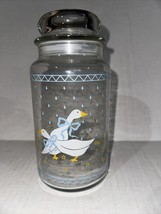 Vintage Country Geese Blue Ribbon Anchor Hocking  8.5" Glass Canister With Lid - $14.95