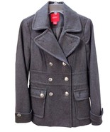 Esprit Coat Small Womens Gray Wool Pea Coat Double Breasted Silver Butto... - £33.96 GBP