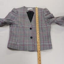 Calvin Klein RN#54163 Women’s Gray 2-Button Plaid Cropped Blazer Jacket Size 6 image 7