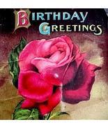 Happy Birthday Greeting Postcard 1910s Gel Coat Red Rose Germany PCBG3D - $19.99