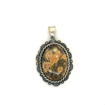 Vtg Sterling Signed Carlisle Carolyn Pollack Cabochon Leopardskin Jasper Pendant - £50.31 GBP