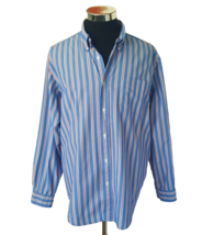 American Living Dress Shirt Mens Size X Large Cotton Blue Orange White Stripes  - £15.03 GBP
