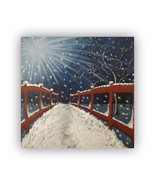 Moonlight Snowfall Original Painting on Canvas, Moonlit Winter Scenery O... - £95.09 GBP