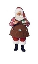 Santa Toymaker in Shop Apron Smock Painting Toy Train Figurine 11&quot; H - £23.36 GBP