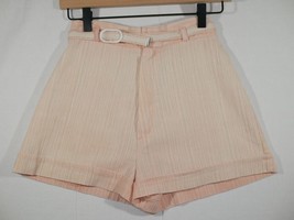 Vintage Women&#39;s Peach Striped High Waist Shorts With Belt XS - £16.05 GBP