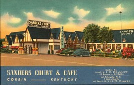 Corbin Kentucky Sanders Court Café Kentucky -VINTAGE Linen POSTCARD-BK39 - £6.25 GBP