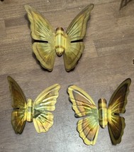 3 Vtg Home Interiors Metal Butterfly Wall Hangings Gold Brass Copper Butterflies - £9.62 GBP