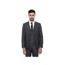 Men 3pc European Vested Suit WESSI  J.VALINTIN Extra Slim Fit JV15 Charcoal Gray image 6