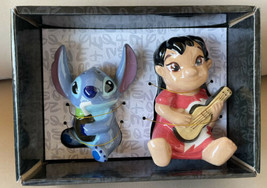 Disney Parks Lilo and Stitch Ceramic Salt &amp; Pepper Shakers Figurine Set NEW - £22.32 GBP