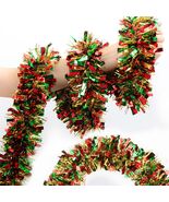 50 Ft Christmas Tinsel Garland Metallic Green Red Gold Twist Indoor Decor - €13,59 EUR