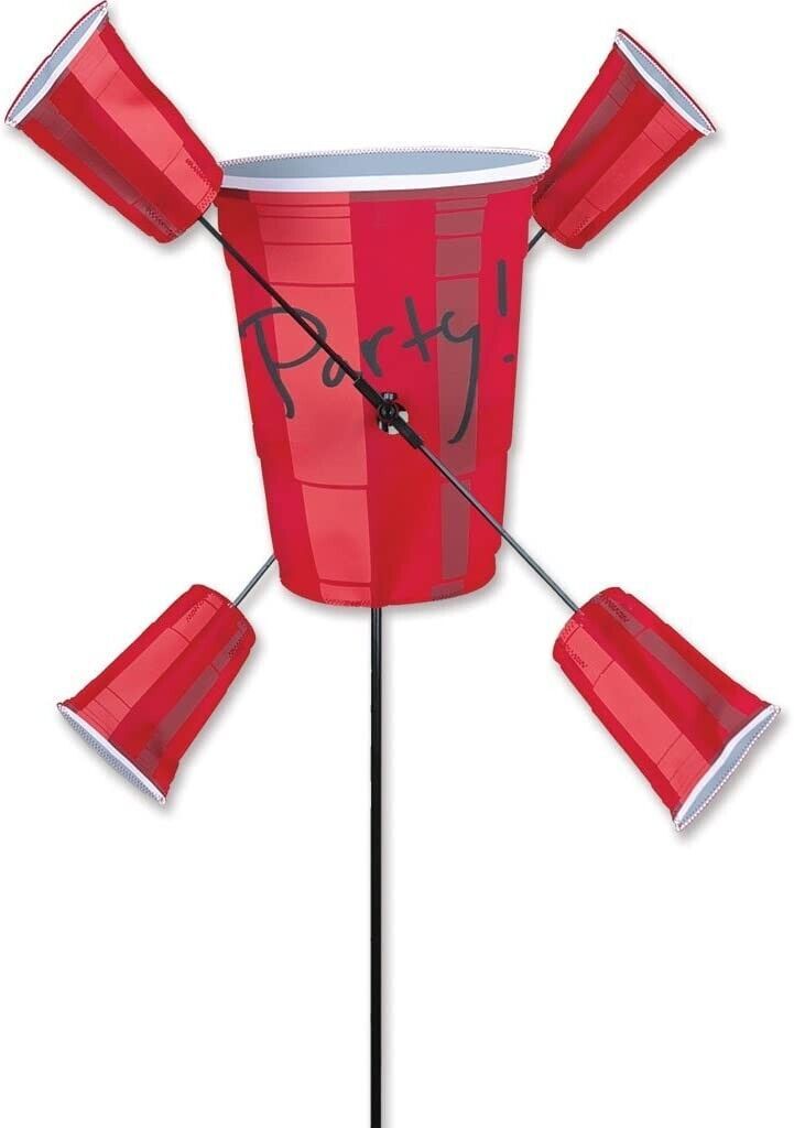 Party Drinks Red Cup Whirligig Wind Spinners Wind Garden Yard Spinner Kite - $49.01