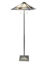 Floor Torchiere Lamp DALE TIFFANY MACK ROSE Triangular Shade 2-Light Mauve - £362.51 GBP