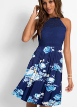 Body Flirt @ Bon Prix Navy Floral Dress Uk 18 Plus (bp76) - £16.42 GBP