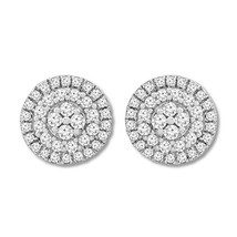 0.75Ct Round Simulated Diamond Triple Halo Stud Earrings 14k White Gold Plated - £37.95 GBP